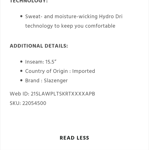 Slazenger Pleated Skirt with Built-in Shorts, Elastic Waistband, Size XXL - Picture 16 of 16